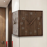 Punch-free Solid Wood Corner Double-Sided Wall Clock