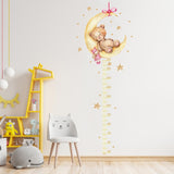 Sleeping Yellow Bear Moon Height Measure Wall Decal for Kids Room