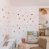 Boho Hearts Polka Dots Nursery Wall Decals