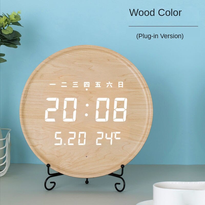 Digitale Holzwanduhr im Luxusdesign