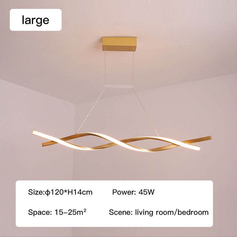 Lampe à suspension LED moderne, lustre en or noir à intensité variable
