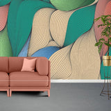 Geometric Colourful Leaf Effect Wallpaper for Home Wall Decor