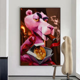 Art mural Panthère rose - Oeuvre vibrante de fumer