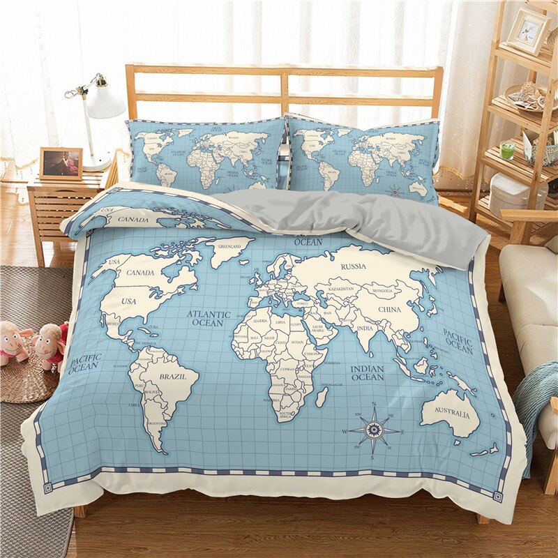 World Map Bedding Set - Best Material & Quality