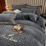 Set di biancheria da letto in velluto spesso di lusso per l'inverno con copripiumino e federe