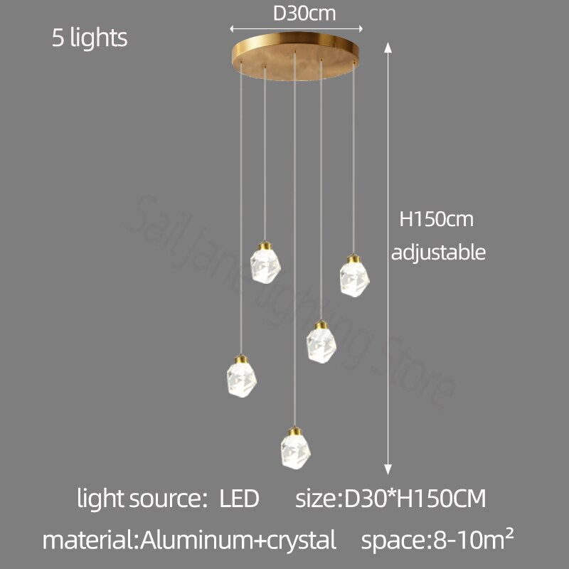 Luxury Crystal Staircase Chandelier with LED Lights