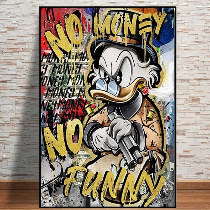 Graffiti Disney Scrooge Mcduck No Money Canvas Wall Art