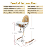 Baby High Chair with rotation function | Adjustable Seat Height and Angle |Eating Chair with foot rest | PU Leather Cushion