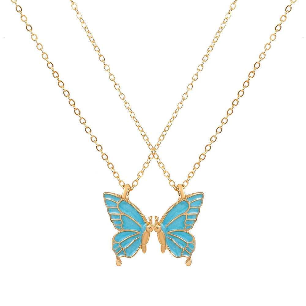Butterfly Pendant Necklace 1 Pair