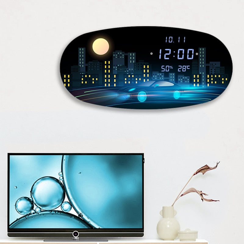 Oval Digital Wall Clock: Accurate Timekeeping Sleek Design