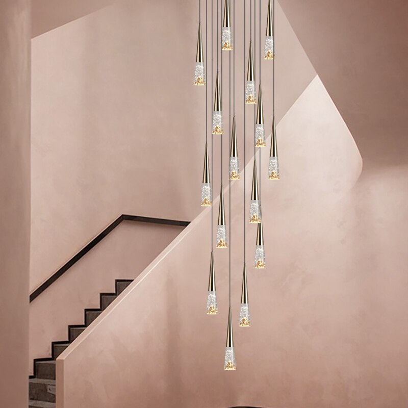 Crystal Cones Staircase Chandelier - Stunning Ambiance