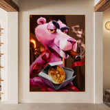 Pink Panther Wandkunst – Lebendiges Raucher-Kunstwerk