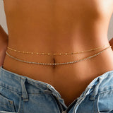 Double Layer Rhinestone Waist Chain - Summer Bikini Body Jewelry