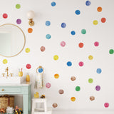 Watercolor Brush Rainbow with Dots Wall Stickers