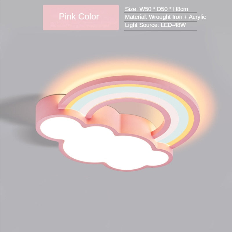 Girls Cloud Rainbow Ceiling Light | Kids Room Decor Lights