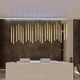 Rectangle LED Restaurant Chandelier - Modern Golden Hanging Lamp