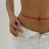 Boho Red Rice Bead Belly Chain - Bikini Body Jewelry