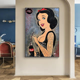 Funny Disney Snow White Drink Canvas Wall Art