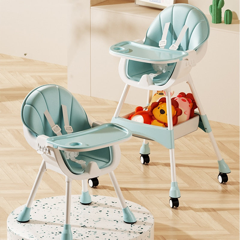 Baby High Chair 6 Months Plus, 2-in-1 with Footrest, Detachable Double Tray