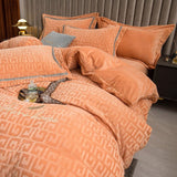 Set di biancheria da letto in velluto spesso di lusso per l'inverno con copripiumino e federe