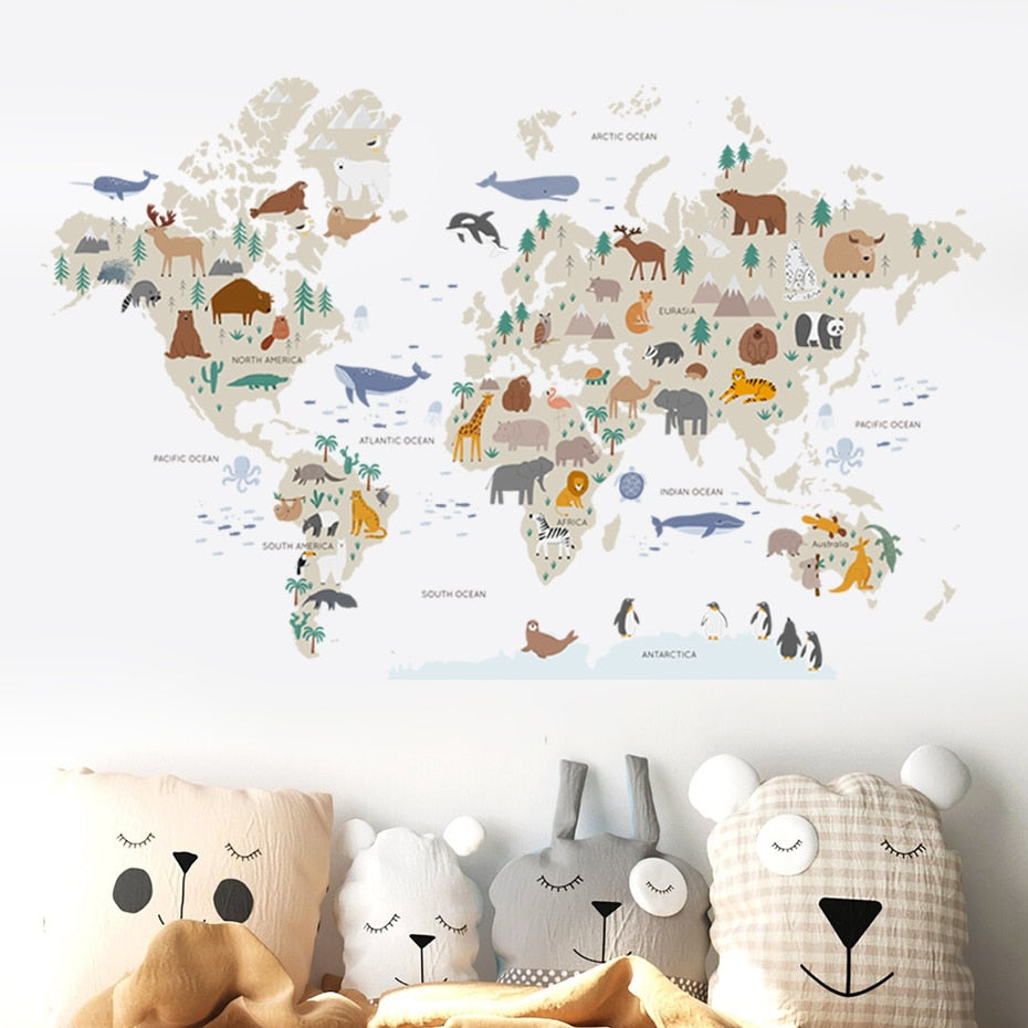 World Map Wall Sticker: Detailed Global Design