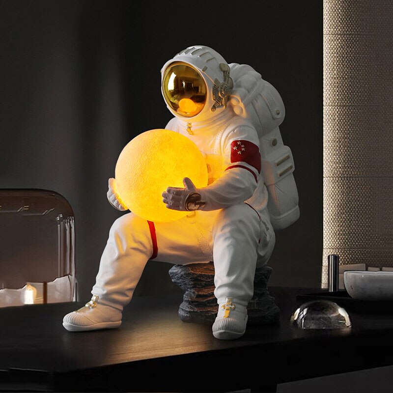 Astronaut Sculpture Statue Light Unique Decorative Piece