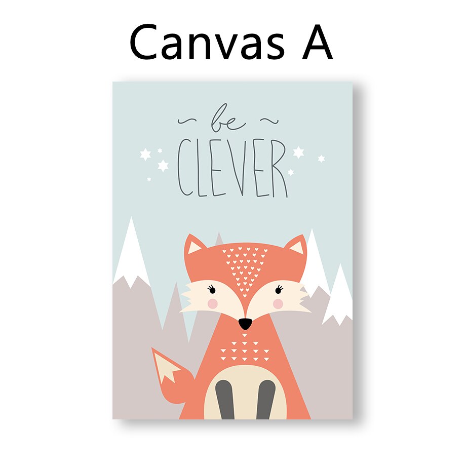 Mountain Fox Deer Bear Owl Nursery Art Canvas Posters