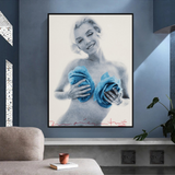 Blue Flowers Marilyn Poster - Vibrant Floral Art Prints