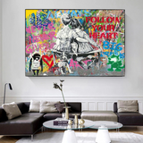 Banksy Never Give Up Follow Your Dreams Canvas Wall Art