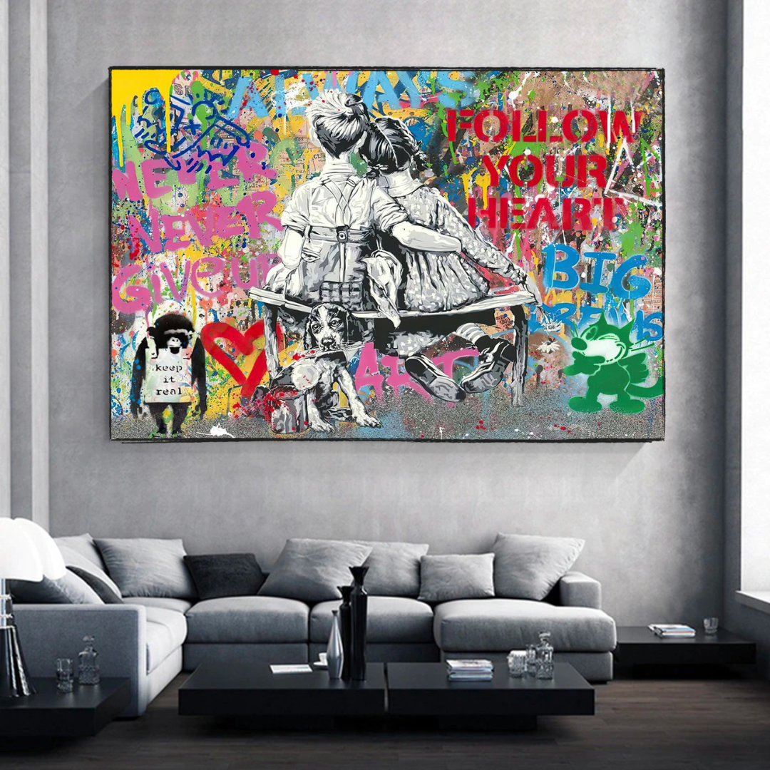 Banksy Never Give Up Follow Your Dreams Canvas Wall Art