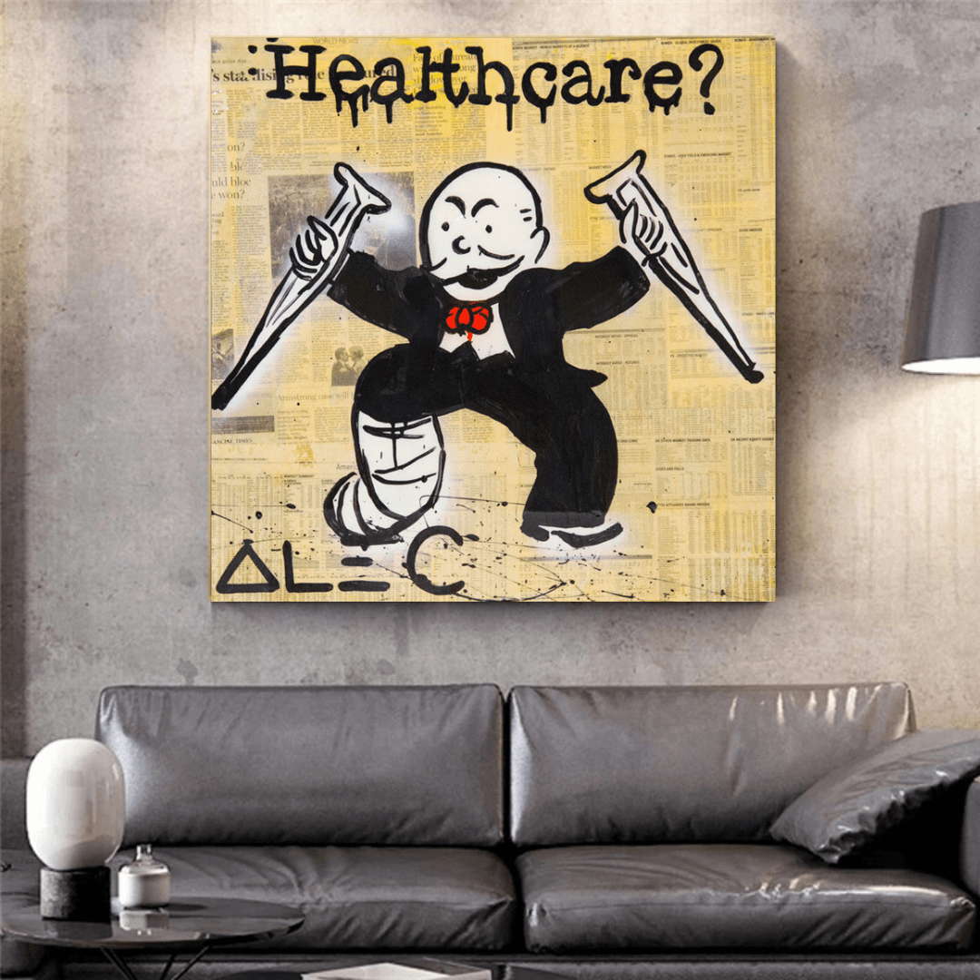 Alec Monopoly Healthcare Medical Newspaper Canvas Wall Art