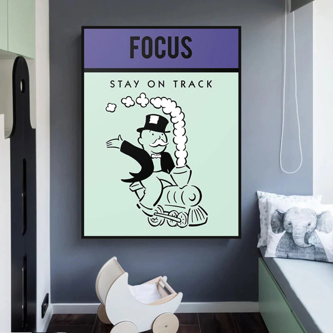 Alec Monopoly Focus Stay on Track Play Card Canvas Wall Art