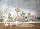 Cute Jungle Safari - Baby Room Wallpaper Mural