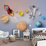 Space Adventure Astronaut Kids Room Wallpaper