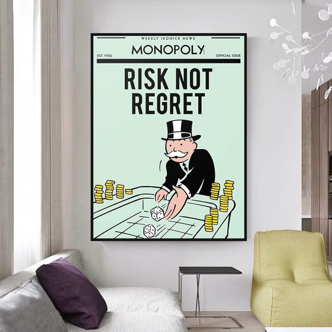 Alec Monopoly Risk Not Regret Play Card Canvas Wall Art
