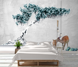 Turquoise 3D Tree Wallpaper Murals - Exquisite Wall Designs
