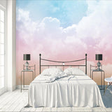 Papier peint chambre d'enfant nuages ​​roses et bleus