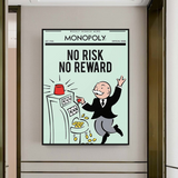Alec Monopoly No Risk No Reward Play Card Canvas Wall Art