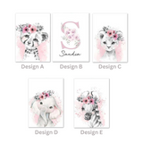 Nature's Whispers: Safari Woodland Baby Girl Poster Collection