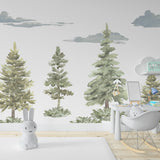 Pastel Forest Theme - Kids Room Wallpaper Mural