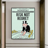 Alec Monopoly Risk Not Regret Spielkarten-Leinwandkunst 