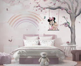 Minnie on Swing - Girls Nursery Wallpaper Mural