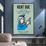 Alec Monopoly Rent Due Play Card Canvas Wall Art