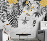 Yellow & Black - Leaves Wallpaper Murals