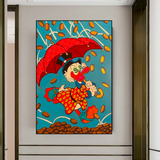 Disney Dagobert Duck mit Regenschirm, Leinwand-Wandkunst