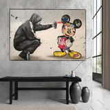 Banksy Mickey Sprühbemalte Leinwand-Wandkunst – Street-Art-Druck für Heimdekoration
