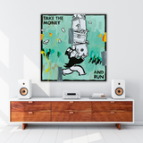Alec Monopoly Take the money and Run Canvas Wall Art