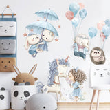 Unicorn Princess Balloon Animals Wall Stickers for Kids Room Wall Decals Decorative Stickers Murals Home Decor wallstickers