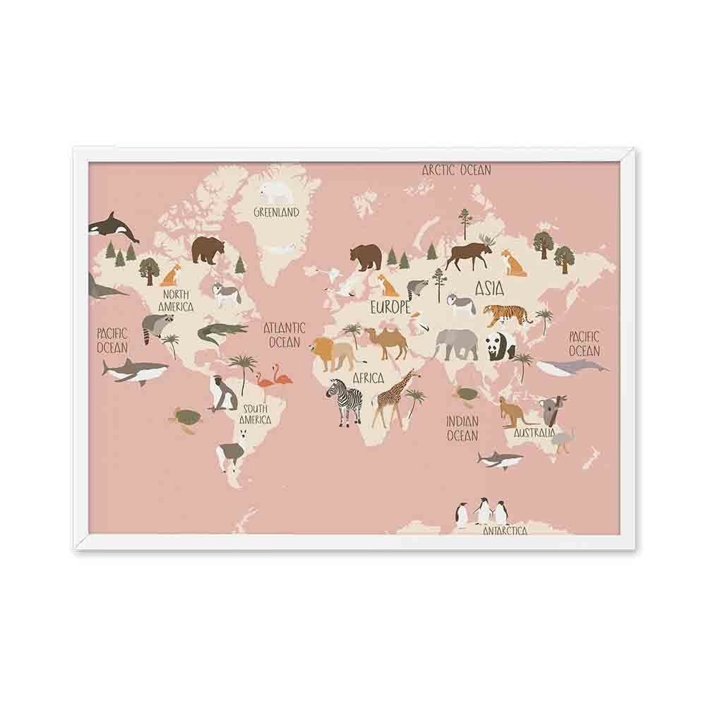 Safari Discoveries: Children's World Map Poster Collection