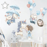 Unicorn Princess Balloon Animals Wall Stickers for Kids Room Wall Decals Decorative Stickers Murals Home Decor wallstickers
